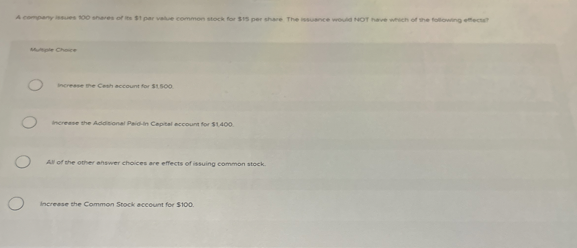 A company issues 1 0 0 shares of its $ 1 par