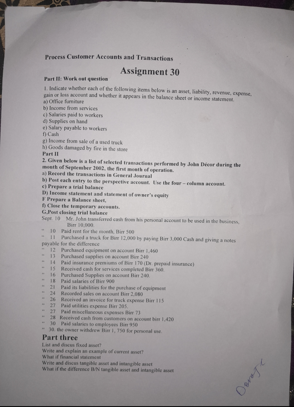 Process Customer Accounts and Transactions