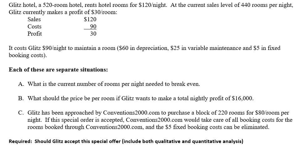 Glitz hotel, a 520-room hotel, rents hotel rooms