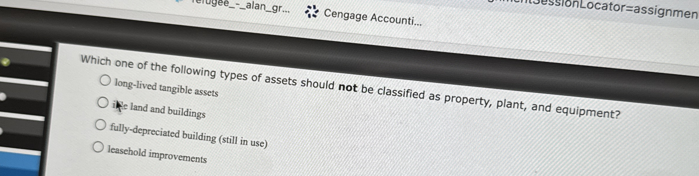 Which one of the following types of assets should