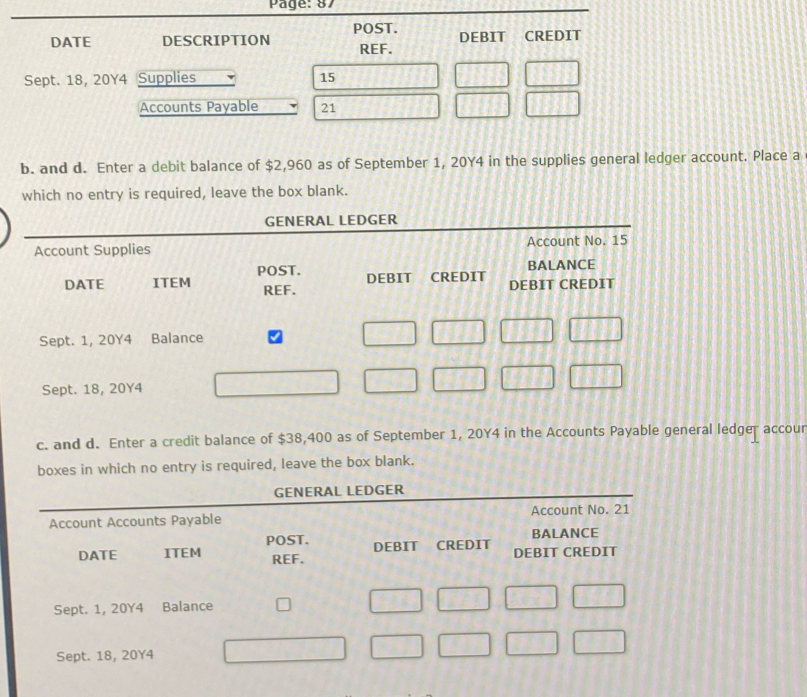 Page: 87 DATE POST. DESCRIPTION DEBIT CREDIT REF.
