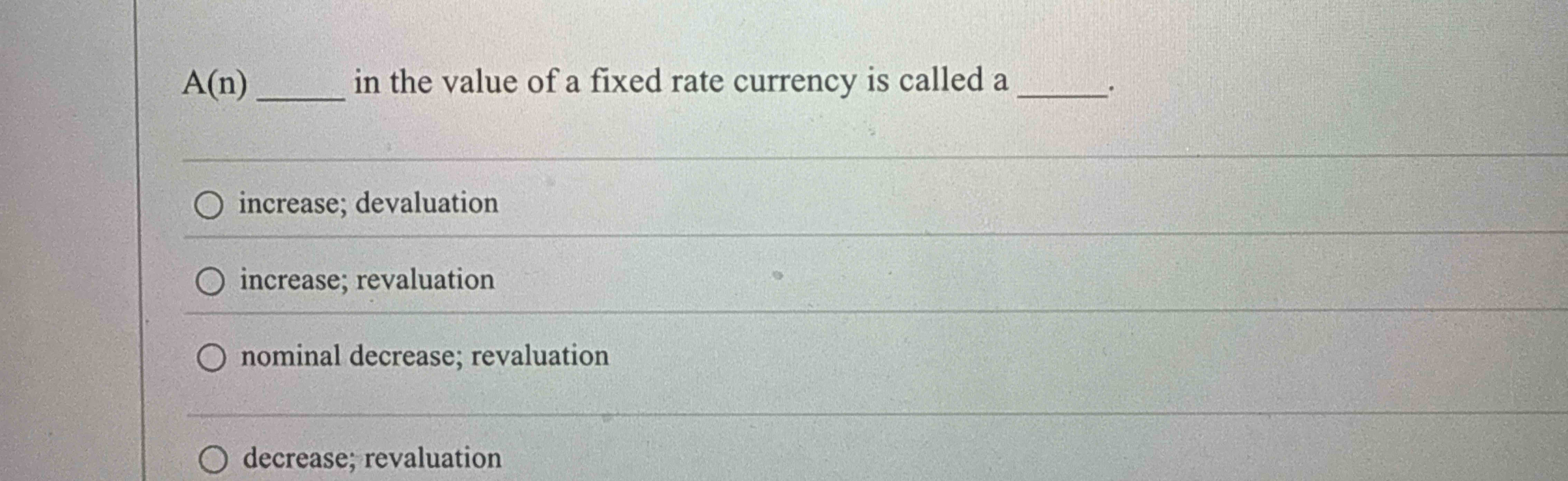 A ( n ) i n the value o f a fixed rate currency i