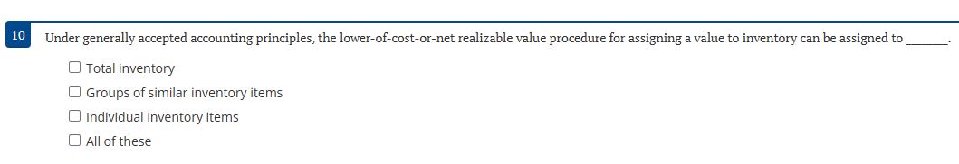 1 0 Under generally accepted accounting