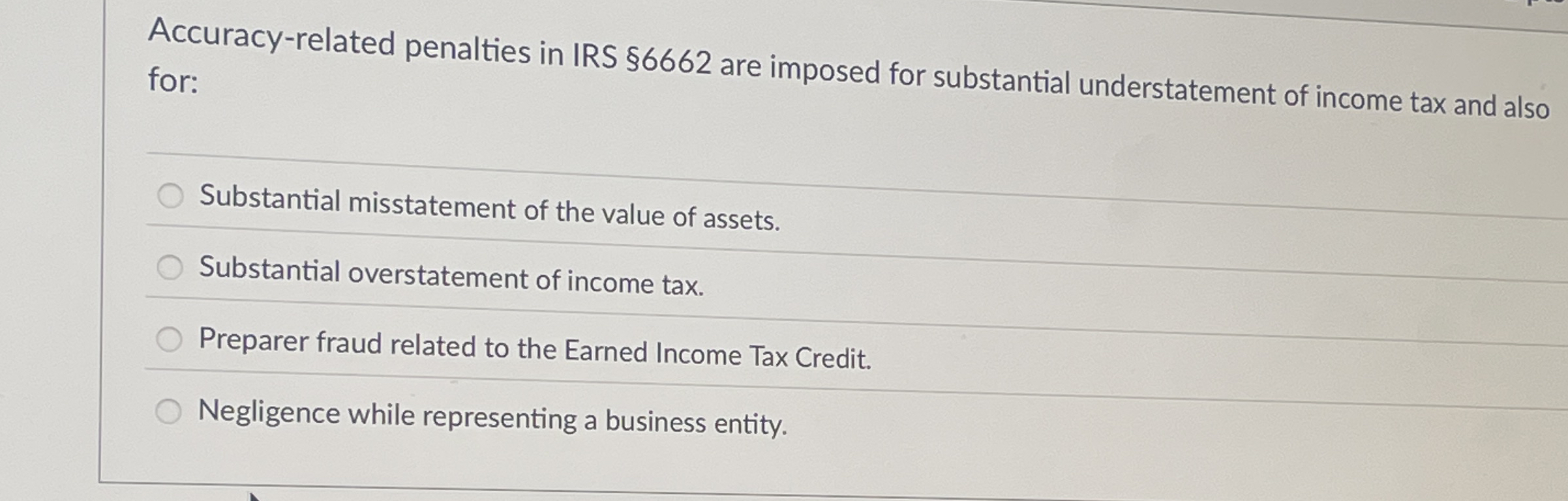 Accuracy - related penalties in IRS $ 6 6 6 2 are