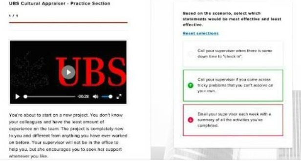 UBS Cultural Appraiser . Practice Section Based