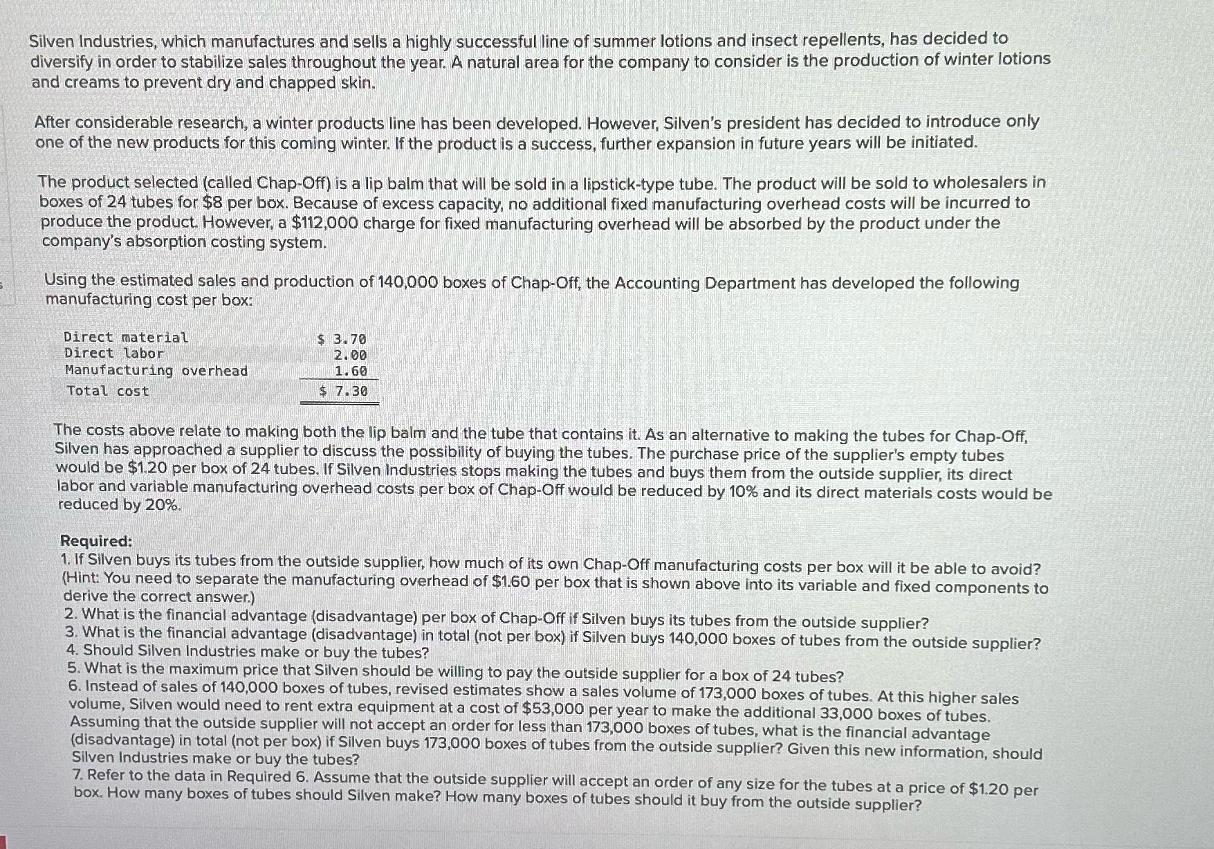Silven Industries, which manufactures and sells a