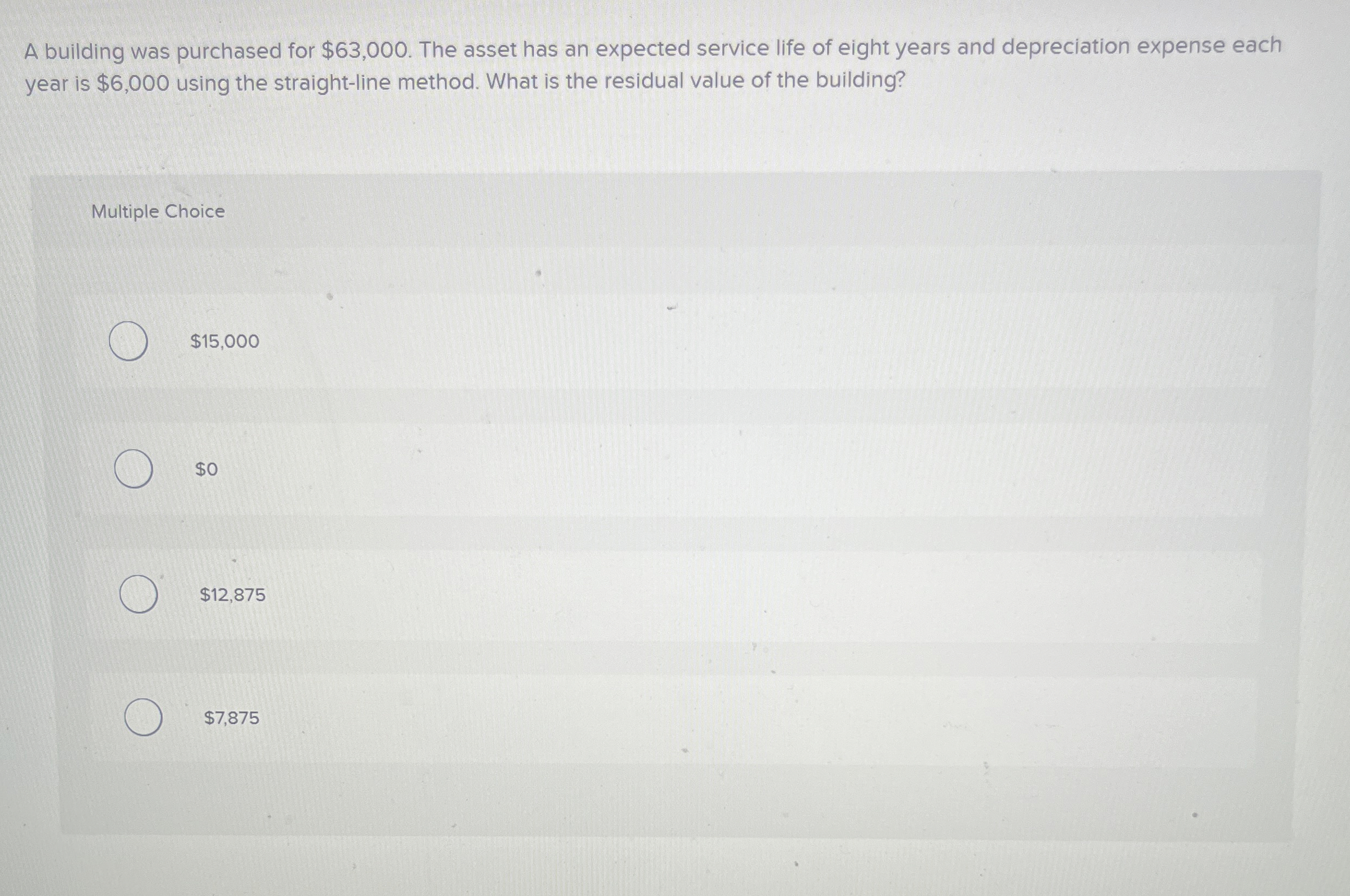 A building was purchased for $ 6 3 , 0 0 0 . The