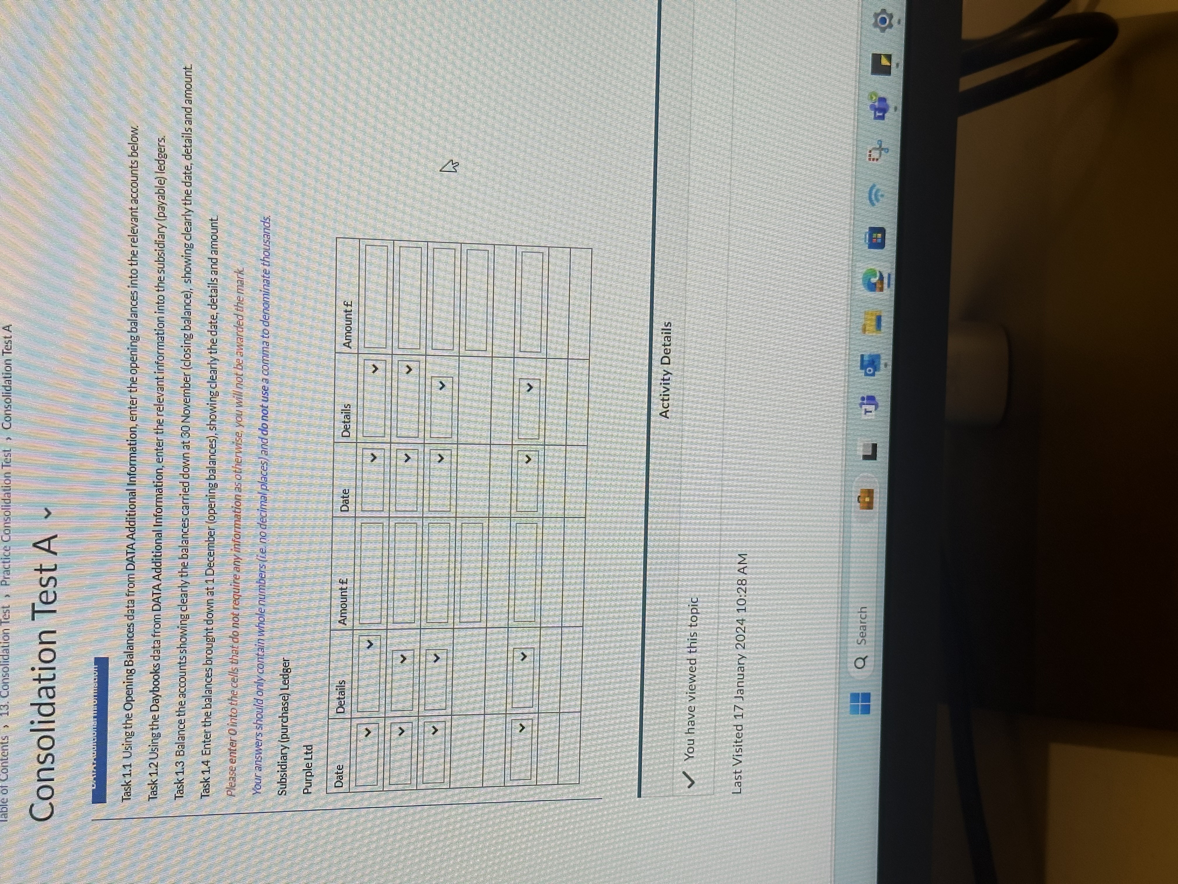Practice Consolidation Test , Consolidation Test