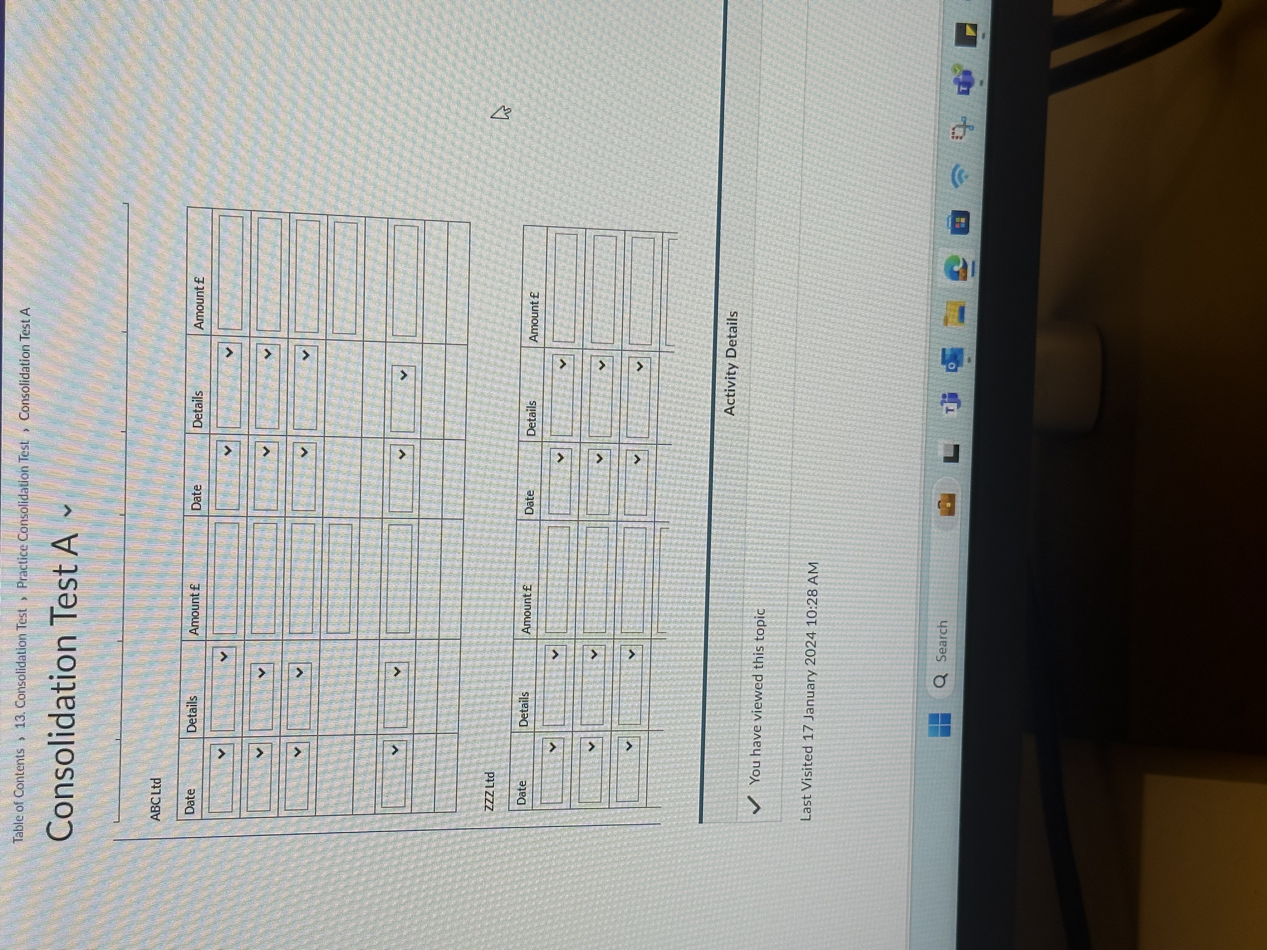 Practice Consolidation Test , Consolidation Test