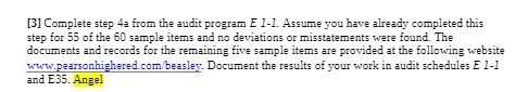 [3] Complete step 4a from the audit program E