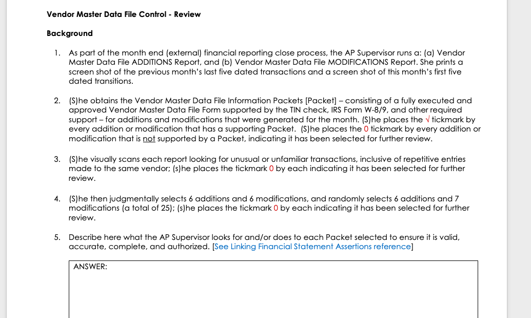 Vendor Master Data File Control - Review