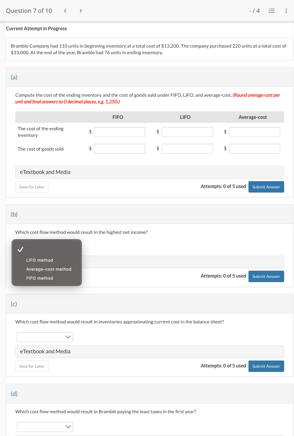 Question 1 of'IO > / 2 E View Policies Current