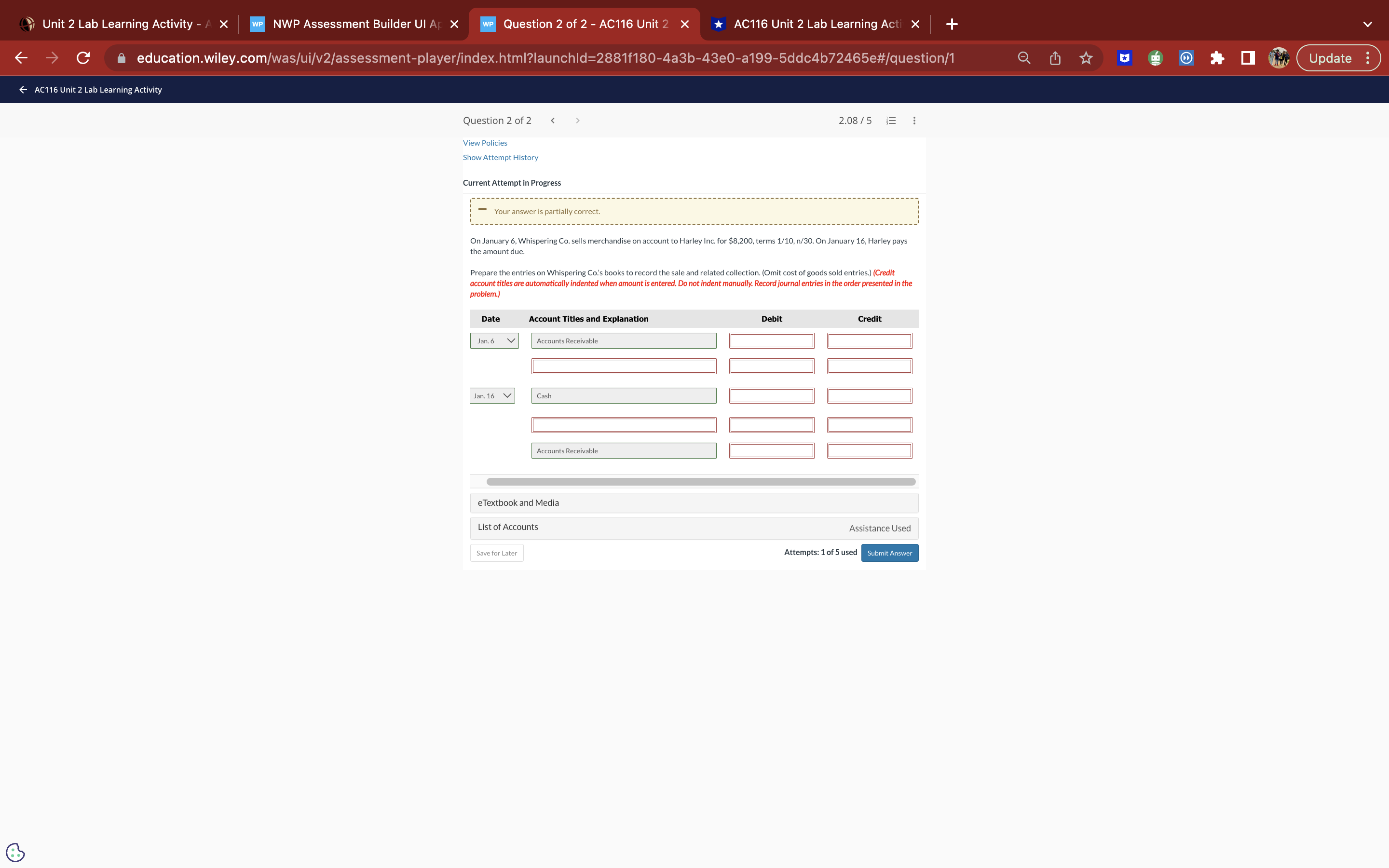 Unit 2 Lab Learning Activity - A X WP NWP