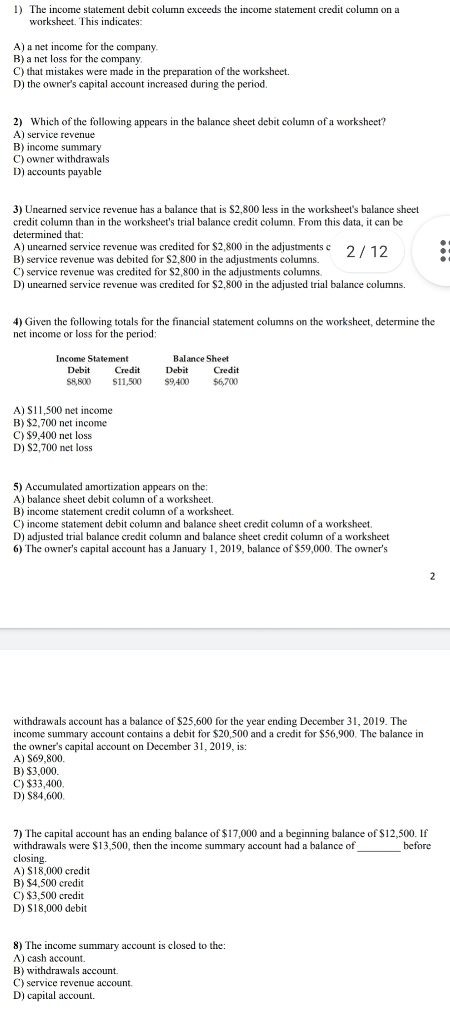please do line wise 1) The income statement debit