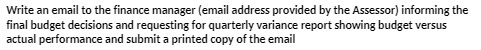 Write an email to the finance manager (email
