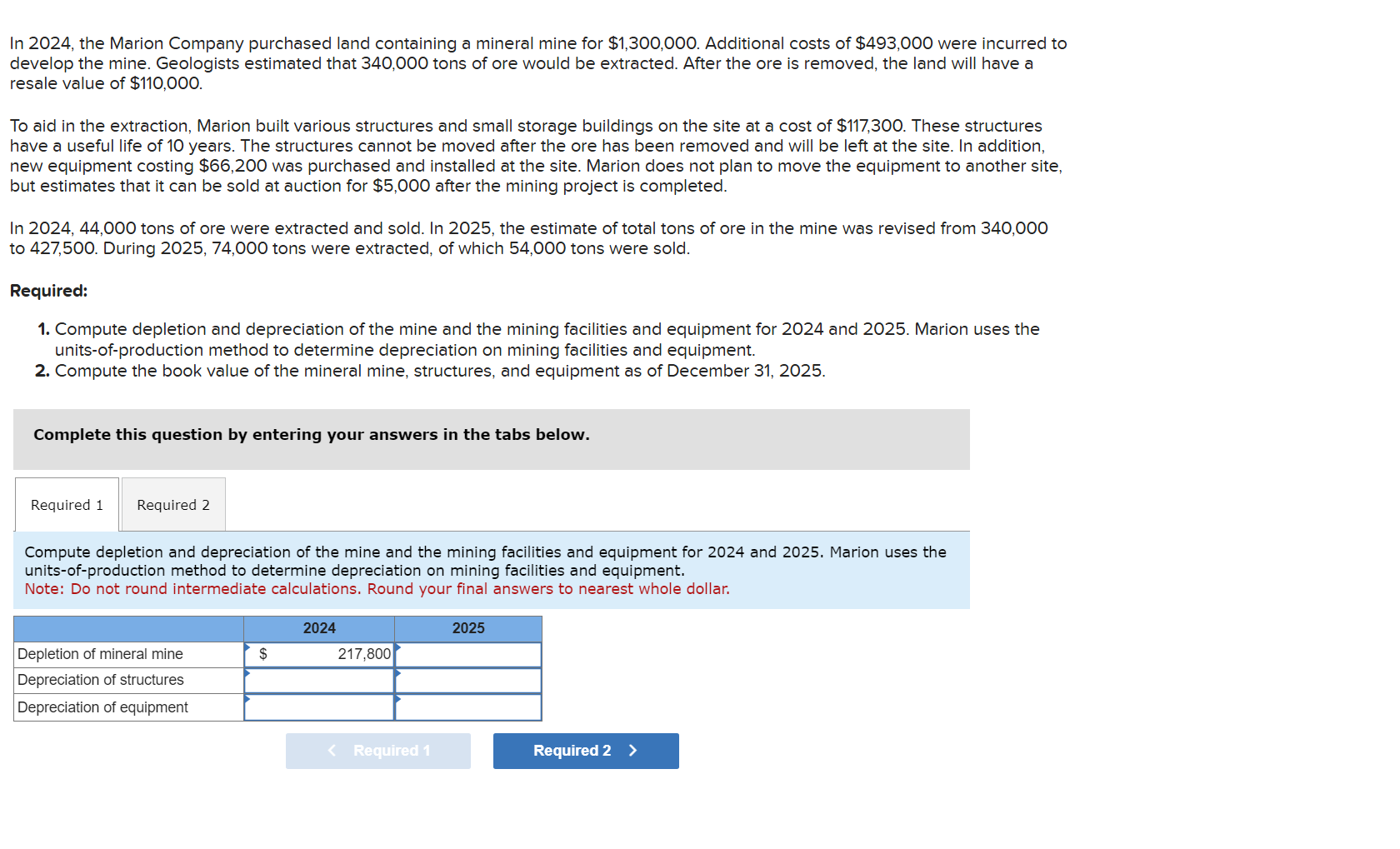 In 2 0 2 4 , the Marion Company purchased land