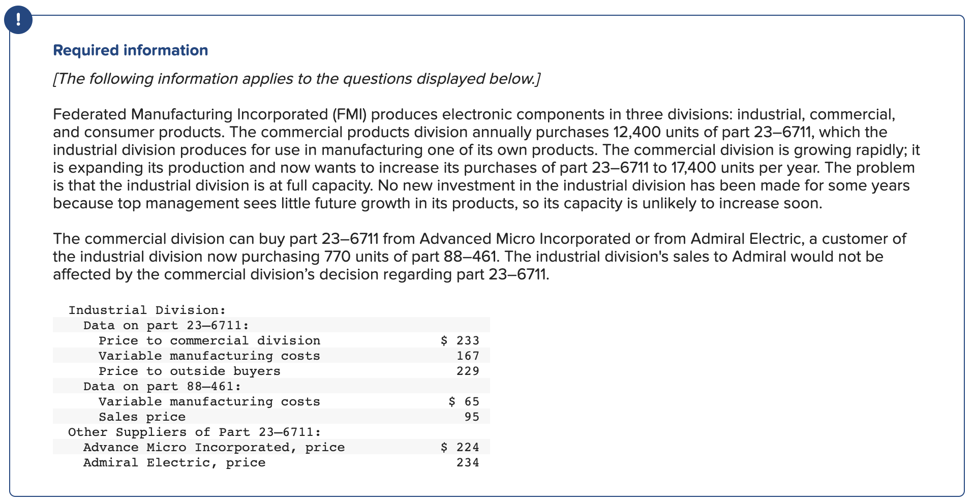 please answer all parts with details. Required 1