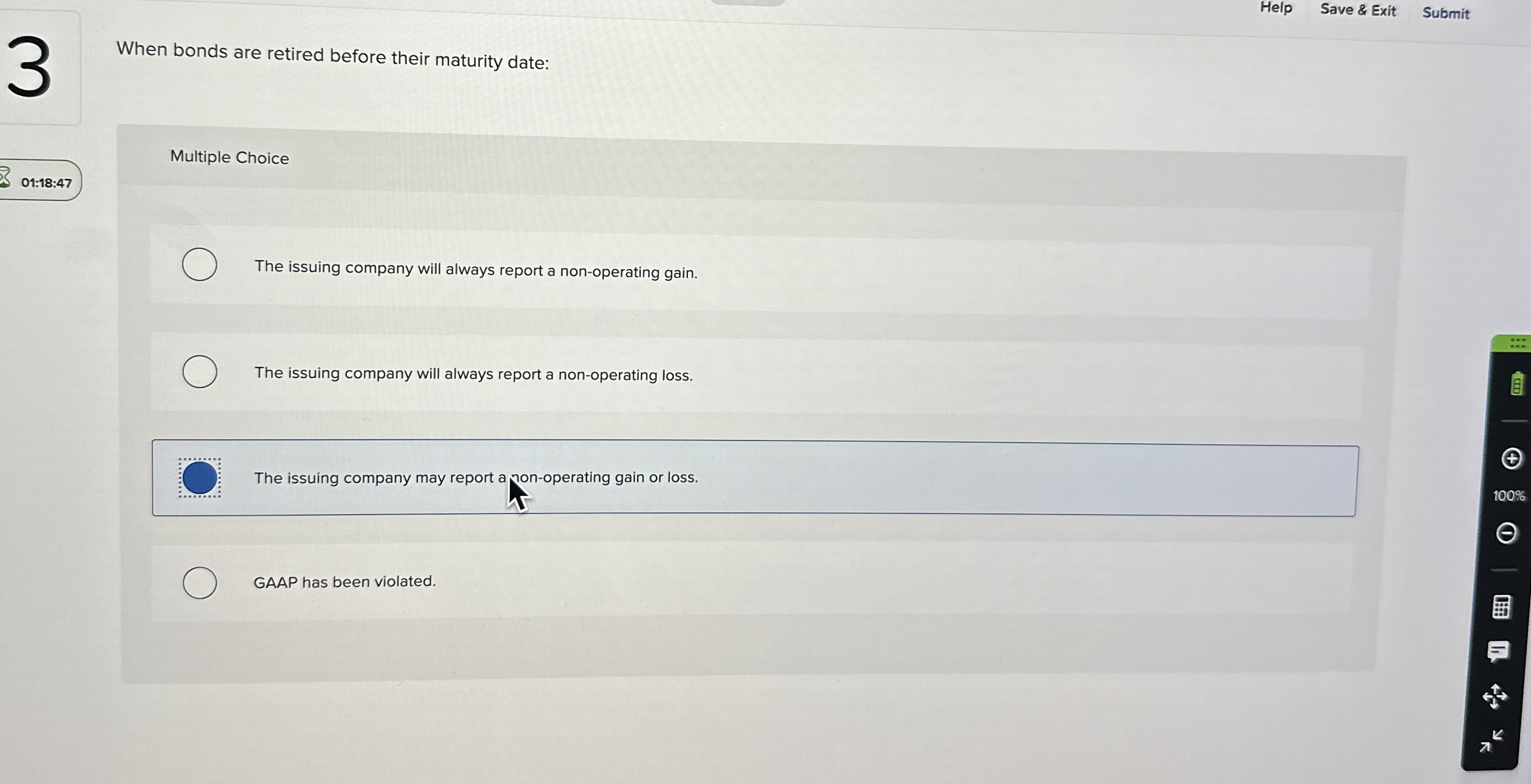 Help Save & Exit Submit 3 When bonds are retired