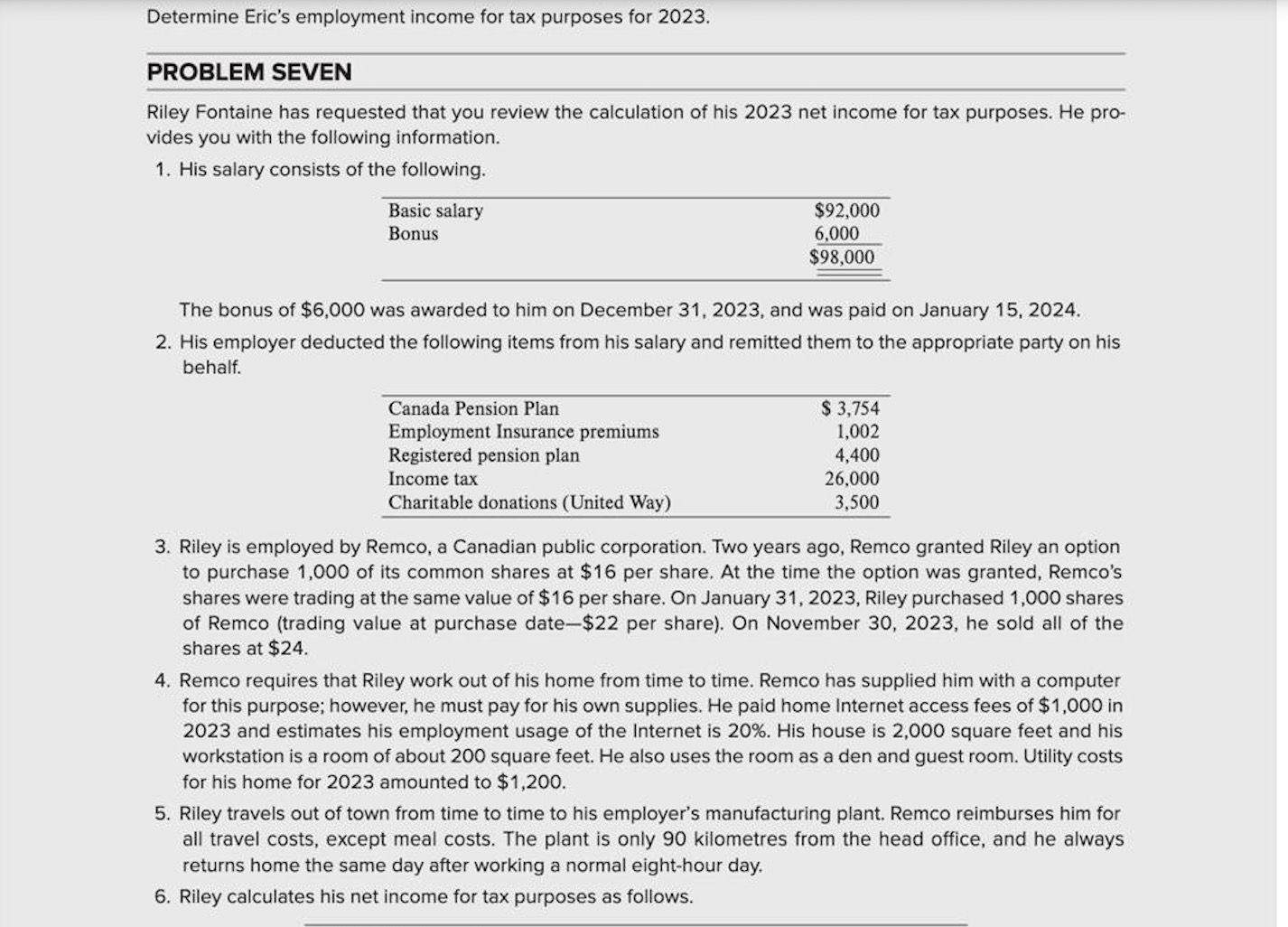 Problem Seven (Problem 7) Required: Advise Riley
