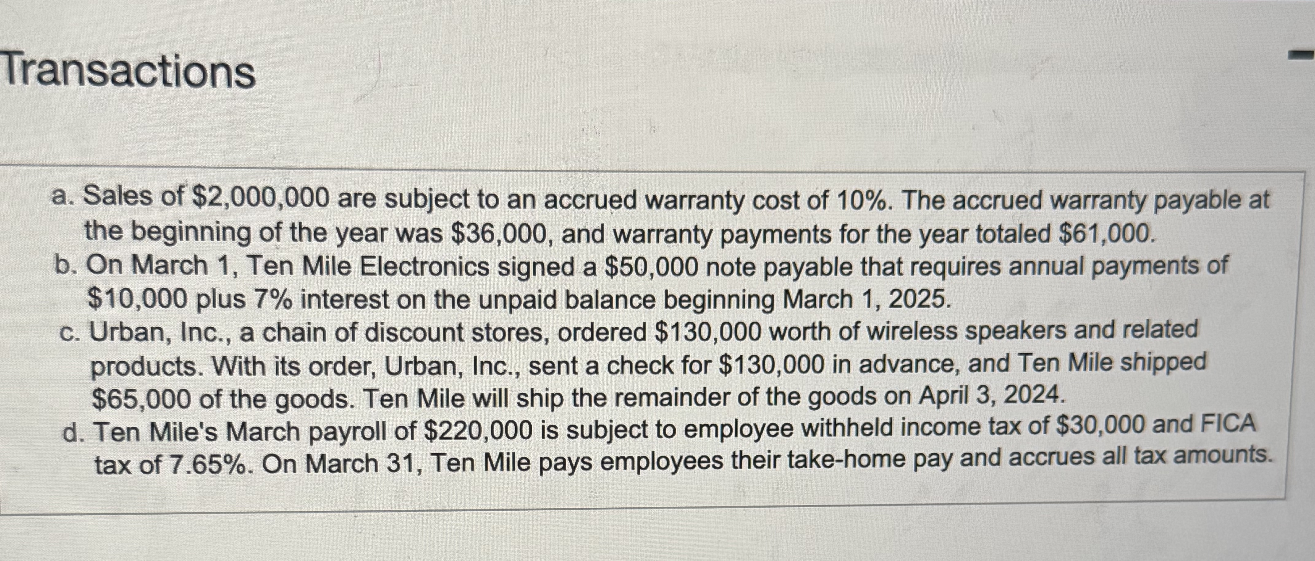 Transactions a . Sales of $ 2 , 0 0 0 , 0 0 0 are