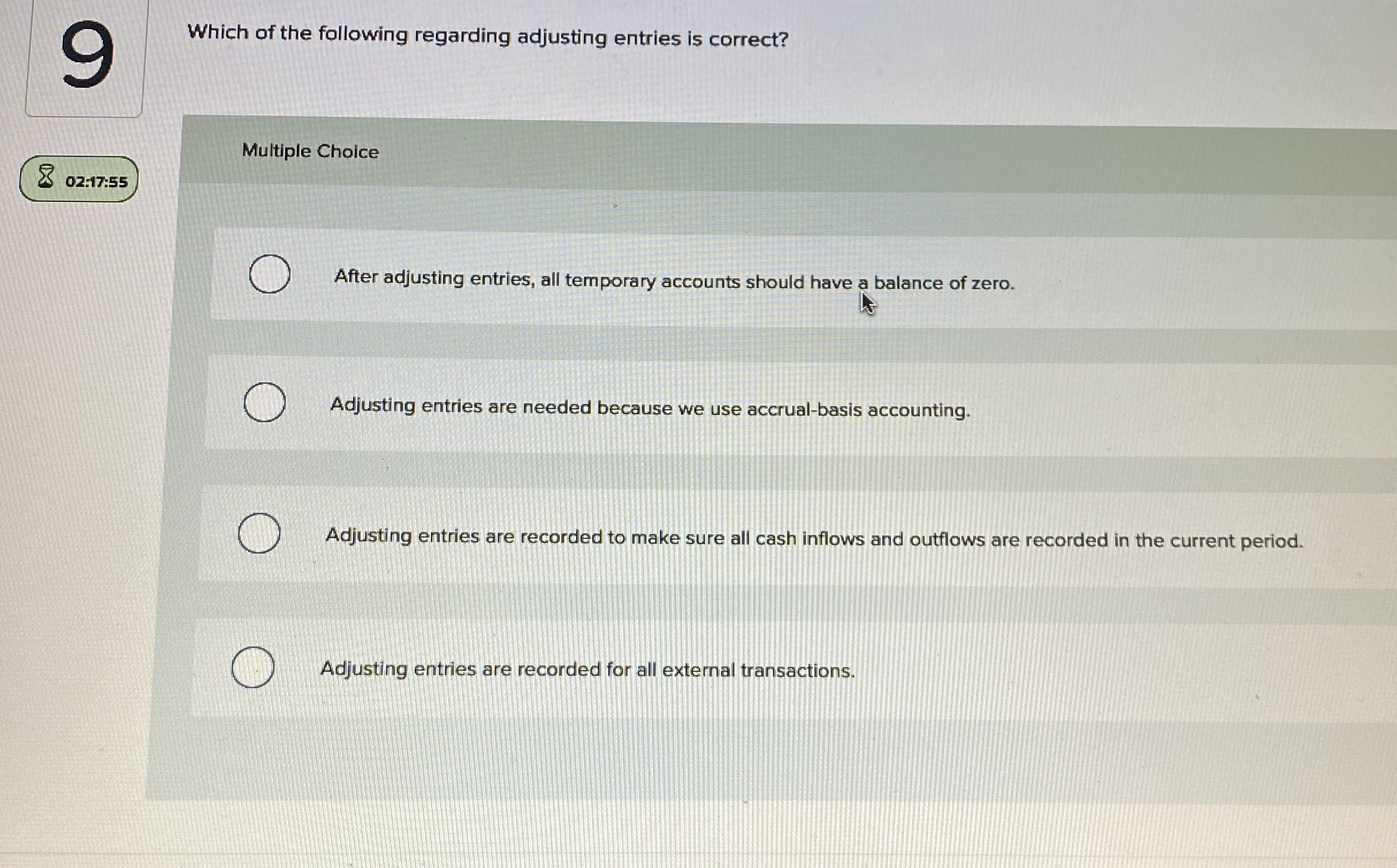 9 Which of the following regarding adjusting