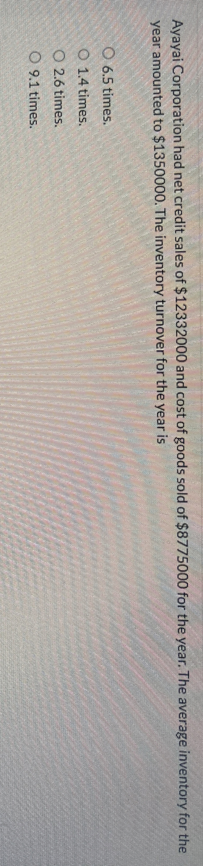 Ayayai Corporation had net credit sales of $ 1 2