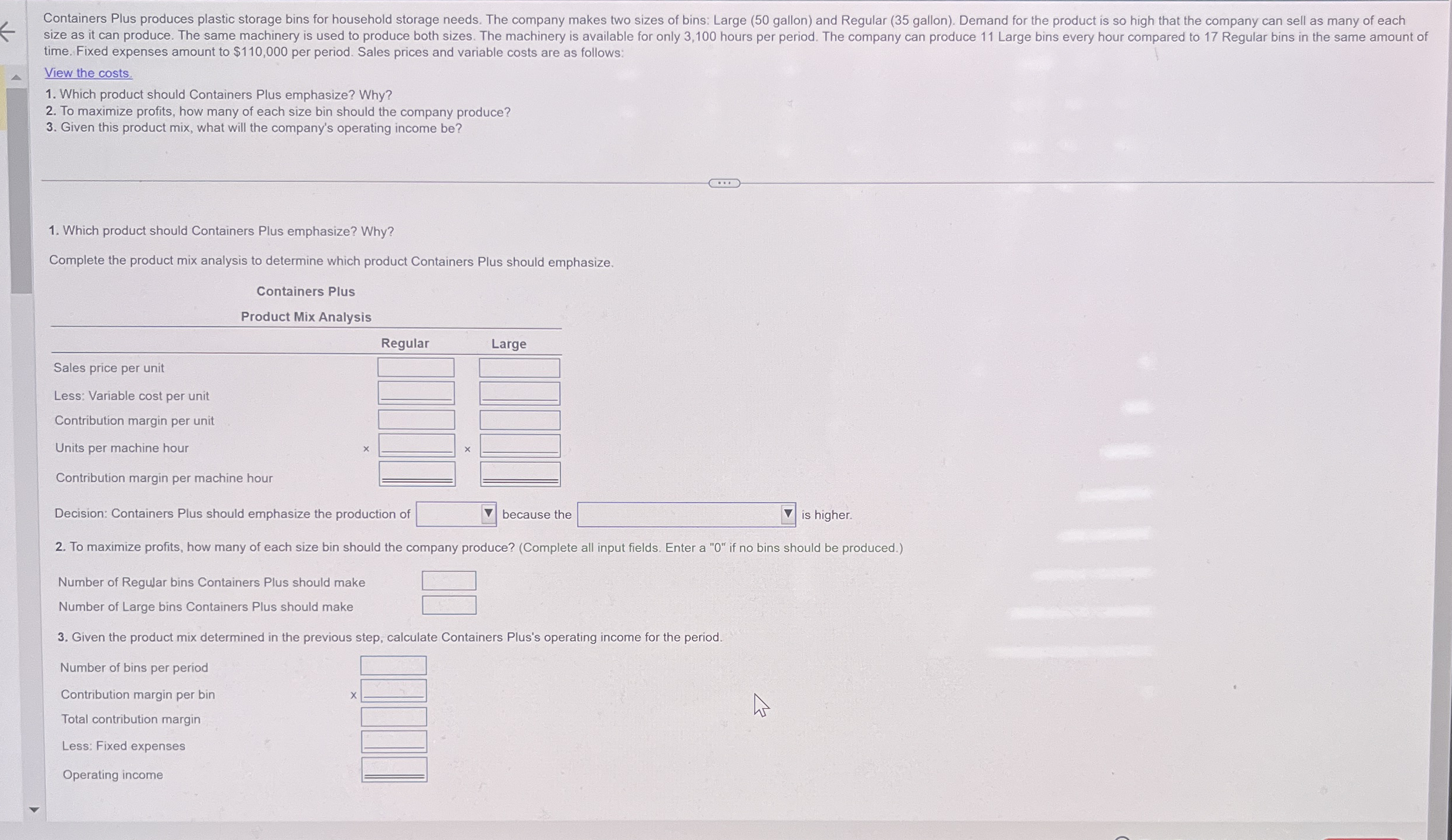 time. Fixed expenses amount to $ 1 1 0 , 0 0 0