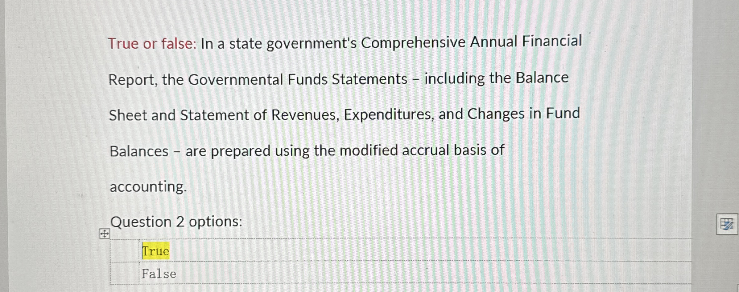 True or false: In a state government's