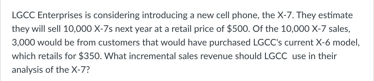 LGCC Enterprises is considering introducing a new