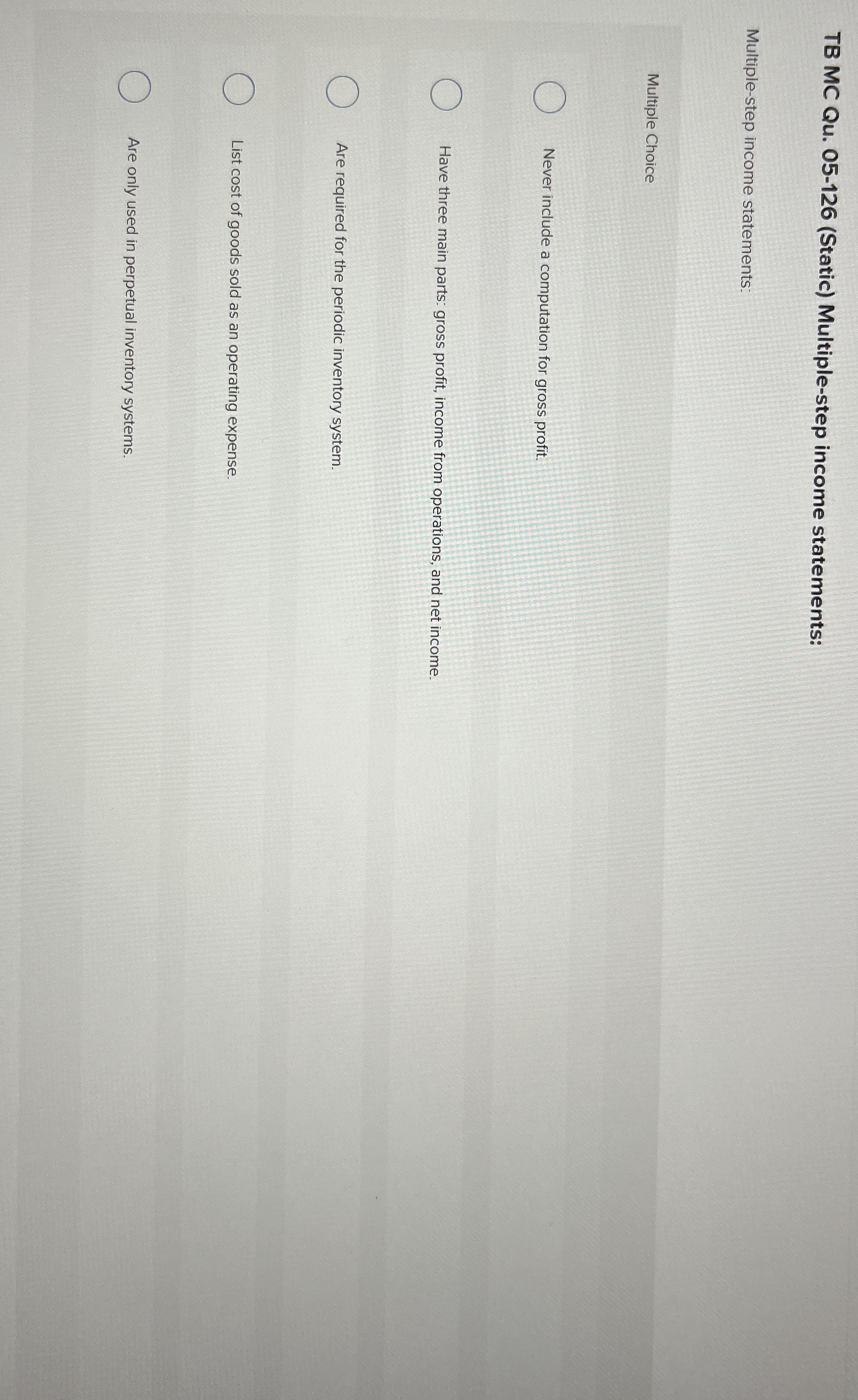 TB MC Qu . 0 5 - 1 2 6 ( Static ) Multiple - step