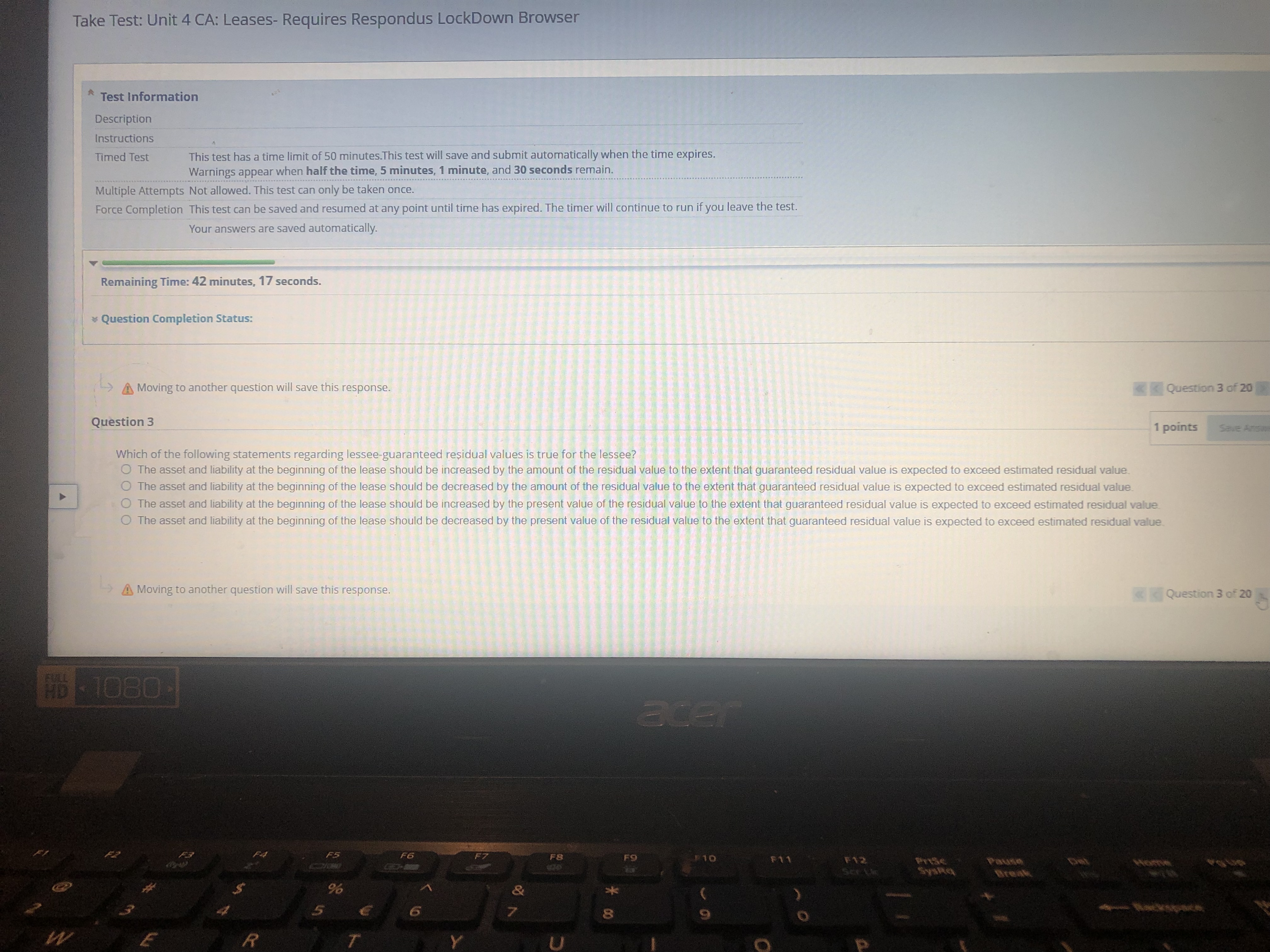 Take Test: Unit 4 CA: Leases- Requires Respondus