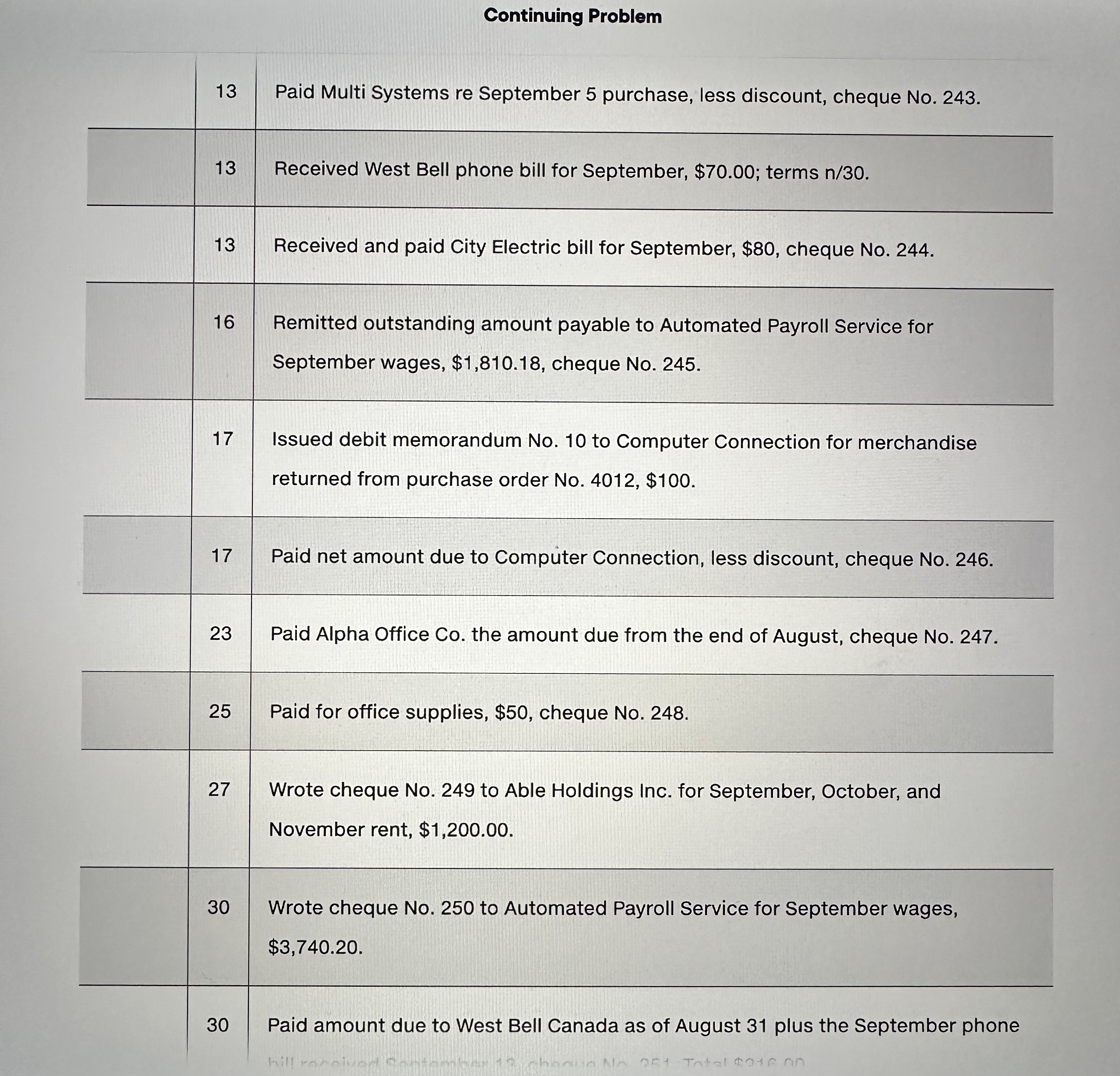 Continuing Problem 353 Continuing Problem This