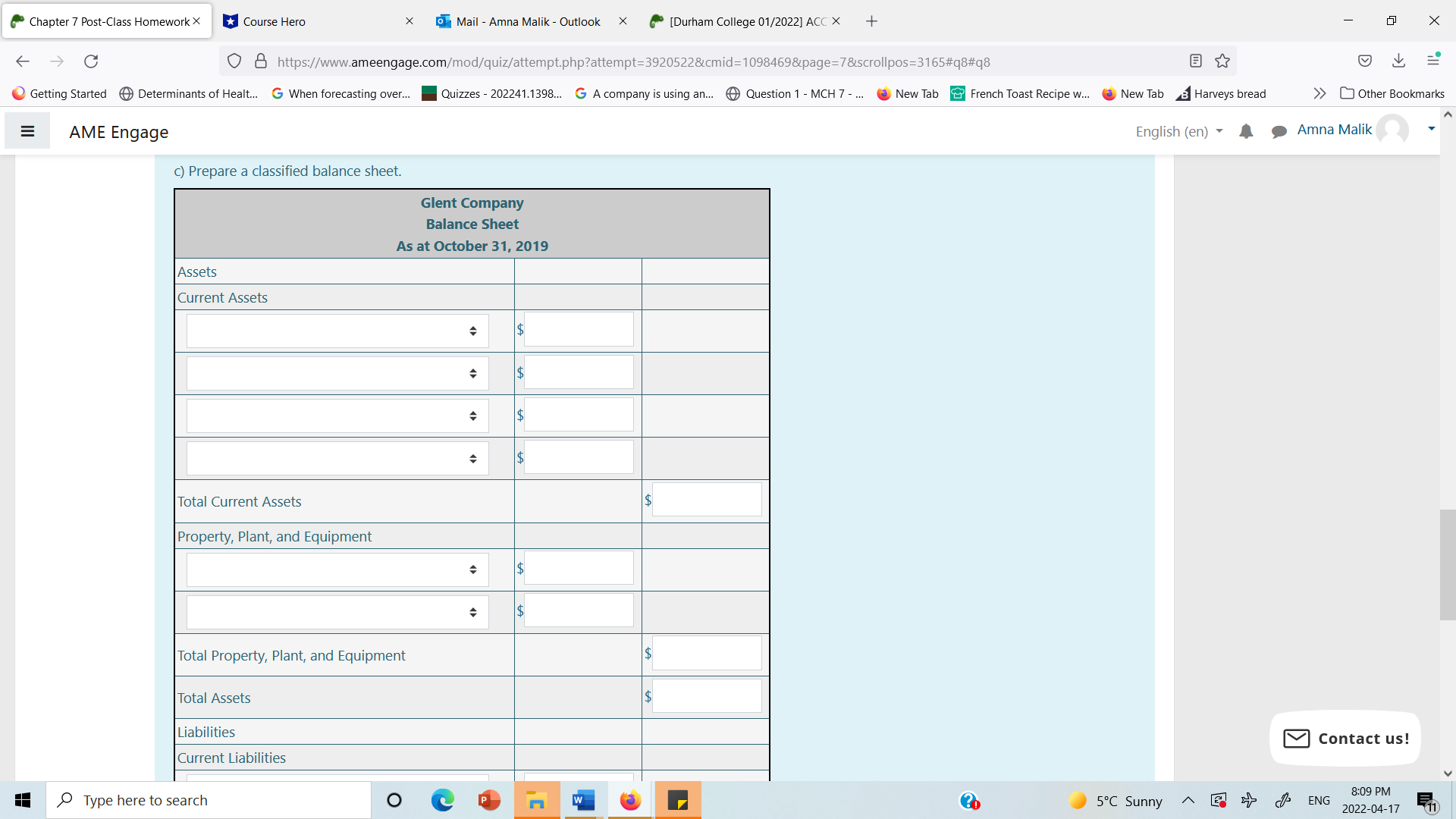 Chapter 7 Post-Class Homework X *Course Hero X