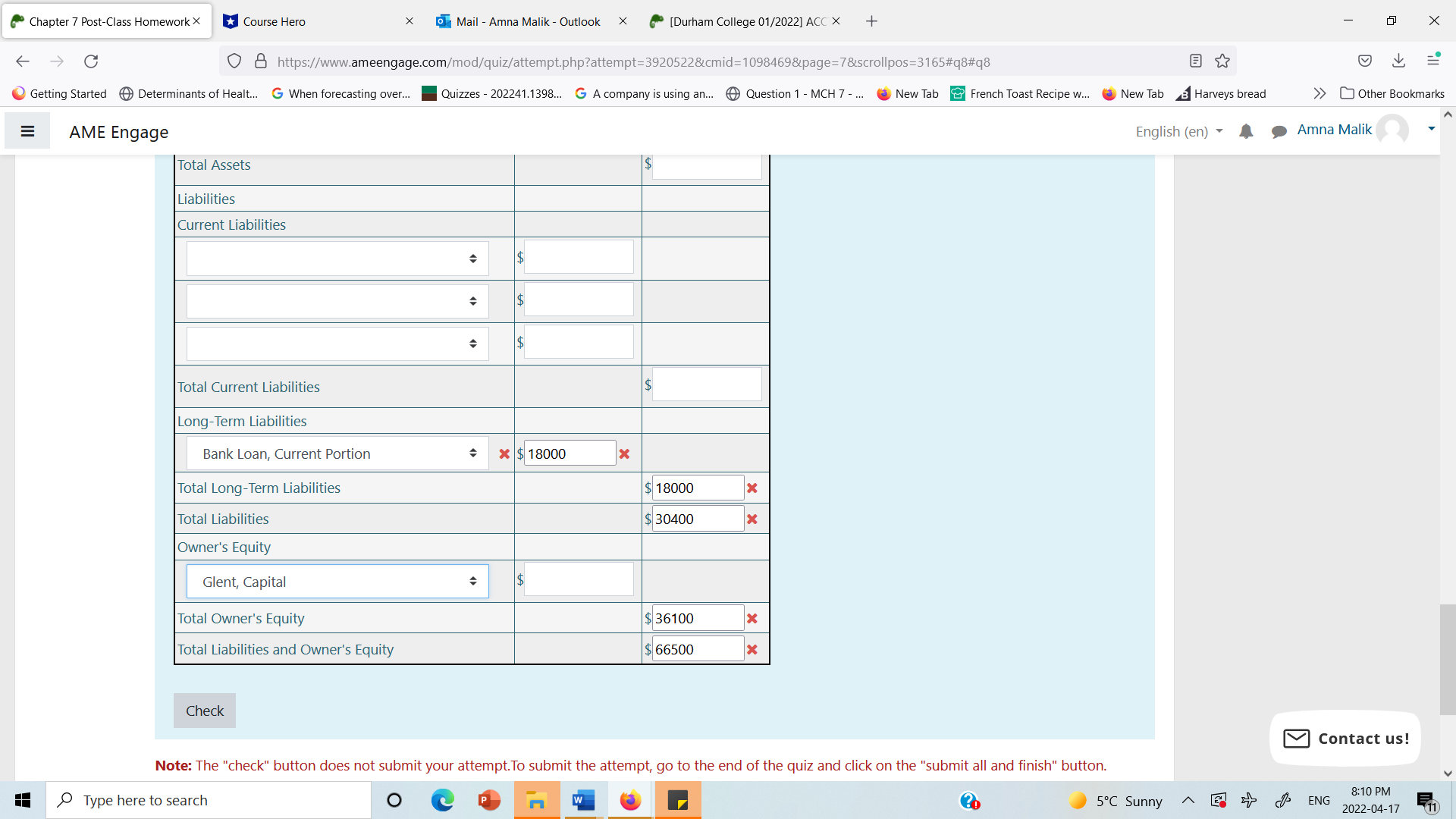 Chapter 7 Post-Class Homework X *Course Hero X