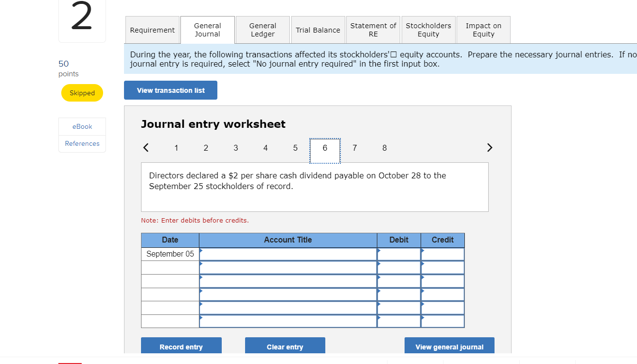 2 Requirement General General Trial Balance