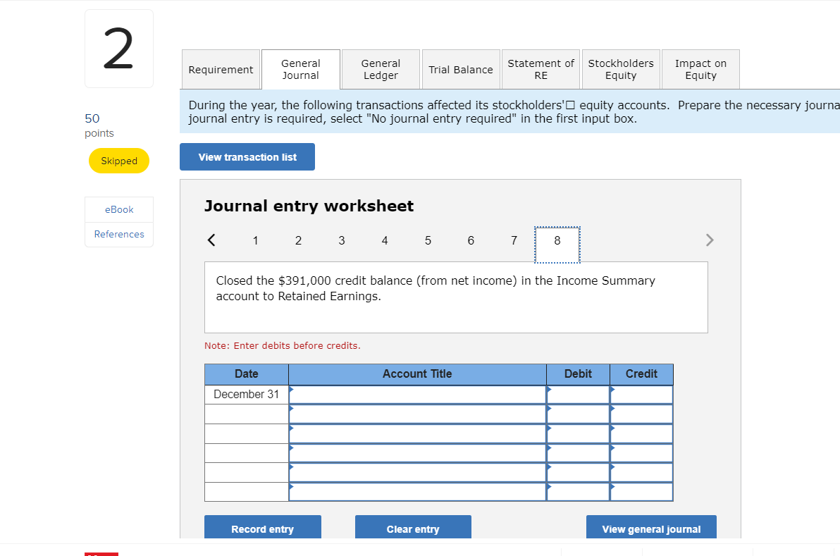 2 Requirement General General Trial Balance