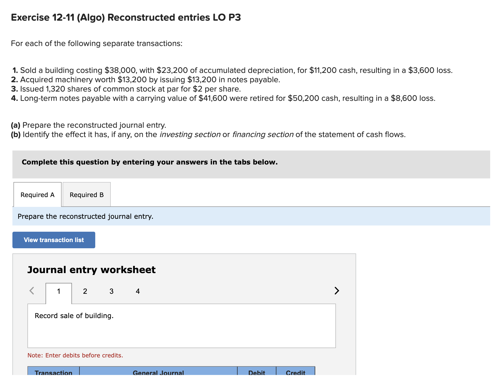 Exercise 12-11 (Algo) Reconstructed entries LO P3
