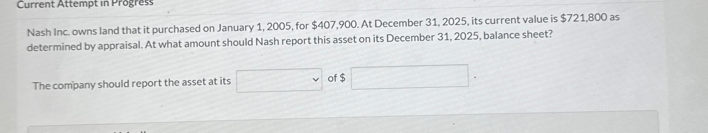 Current Attempt in Progress Nash Inc. owns land