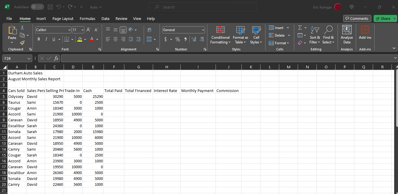 1. Durham Travel (50 Points) Data File needed for