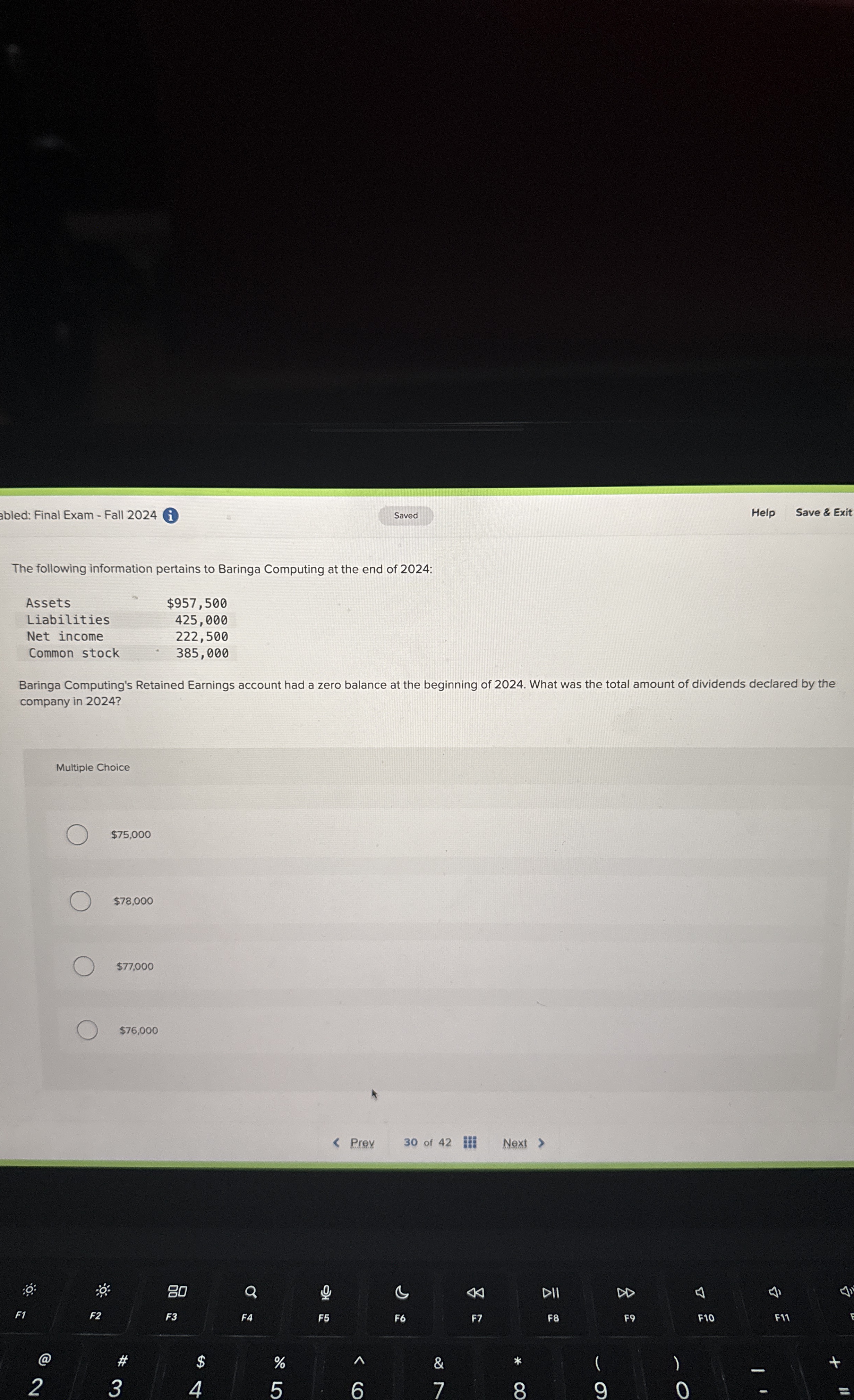 bled: Final Exam - Fall 2 0 2 4 ( i ) Help Save &