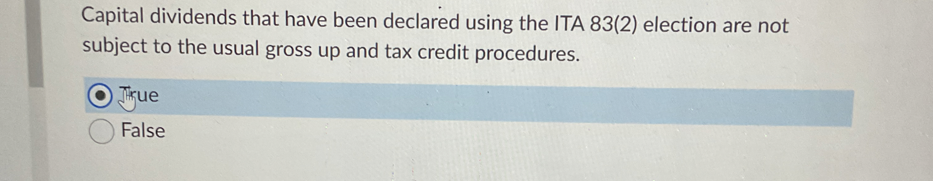 Capital dividends that have been declared using