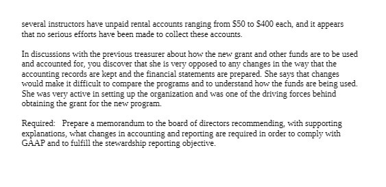 several instructors have unpaid rental accounts