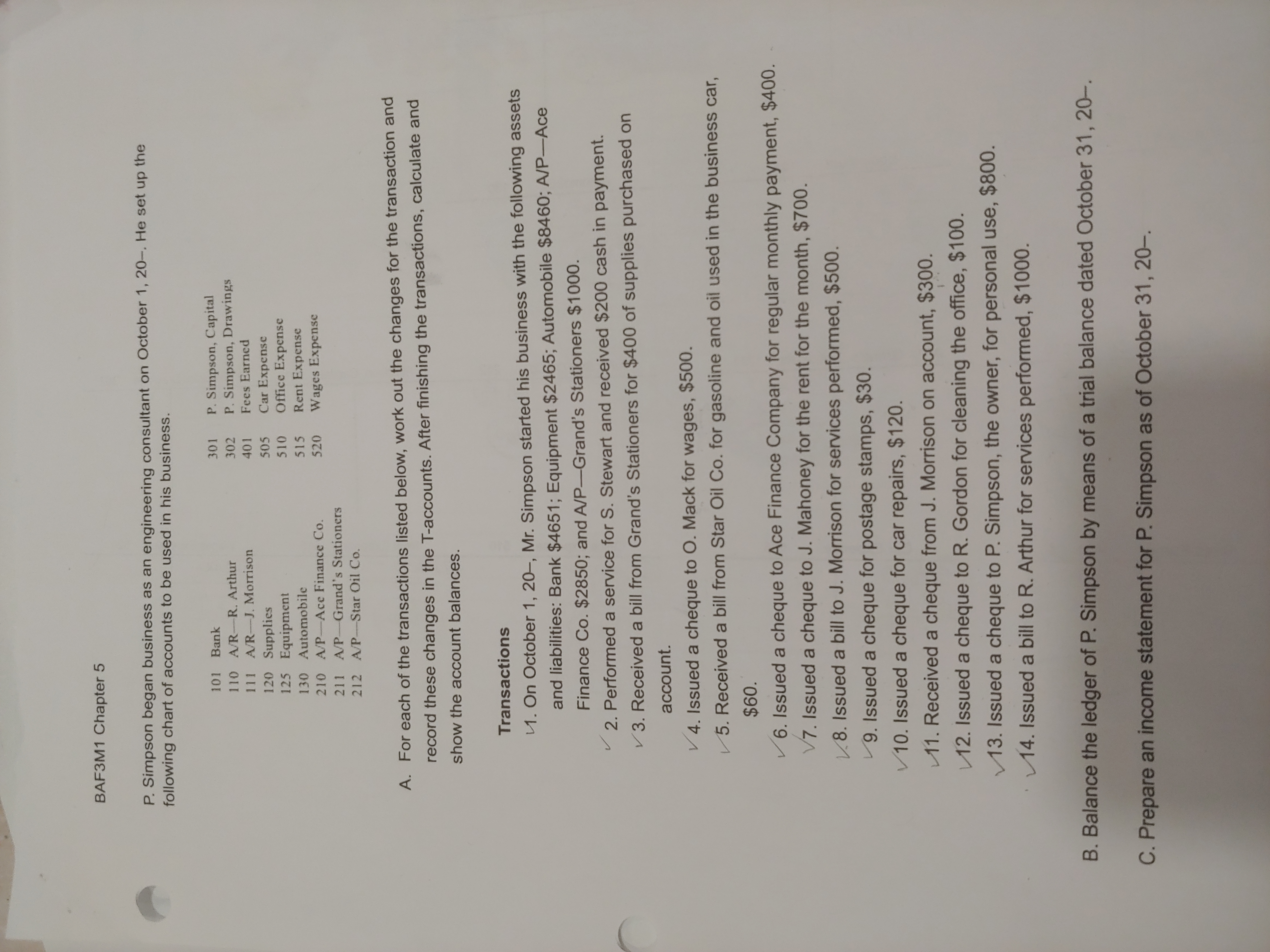 BAF3M1 Chapter 5 P. Simpson began business as an