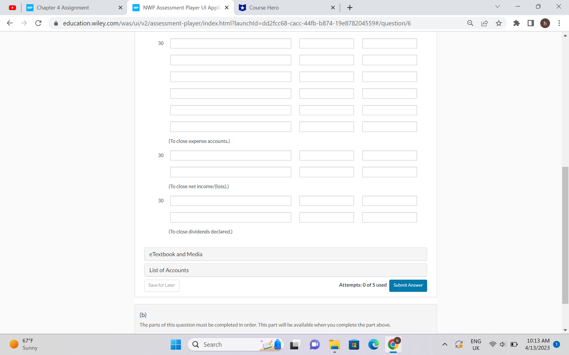 needed help with a accounting question please