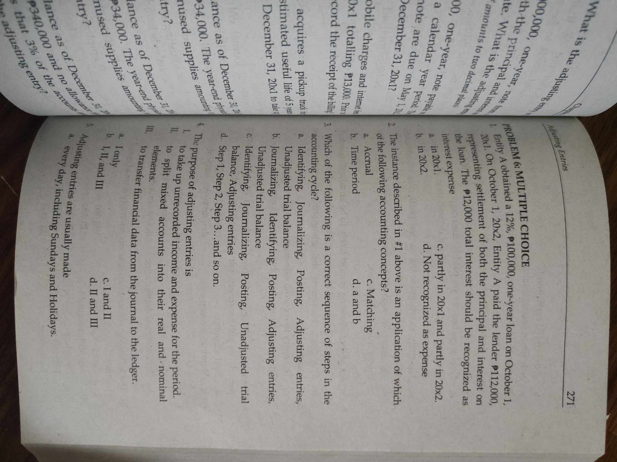 Answer the multiple choice What is the adjusting