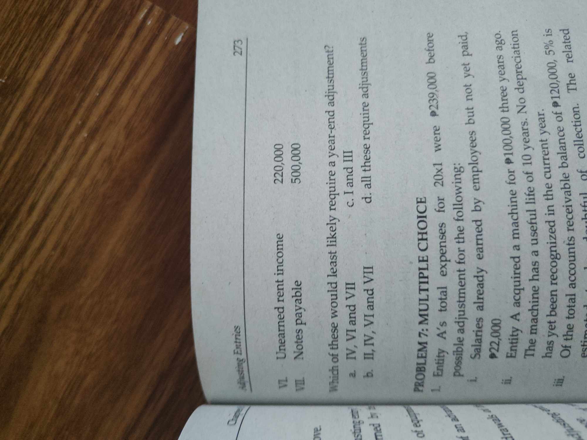 Answer the multiple choice What is the adjusting