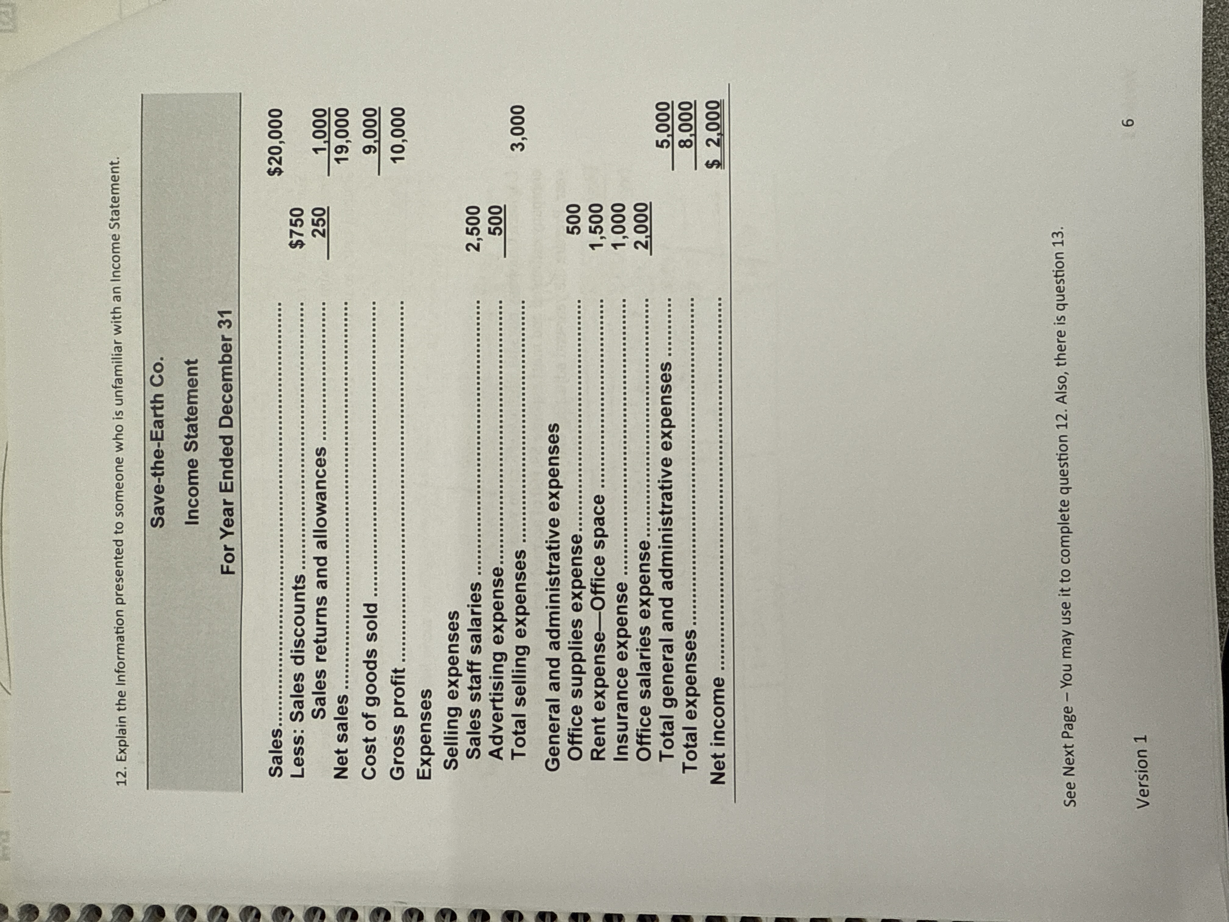 1 2 . Explain the Information presented to