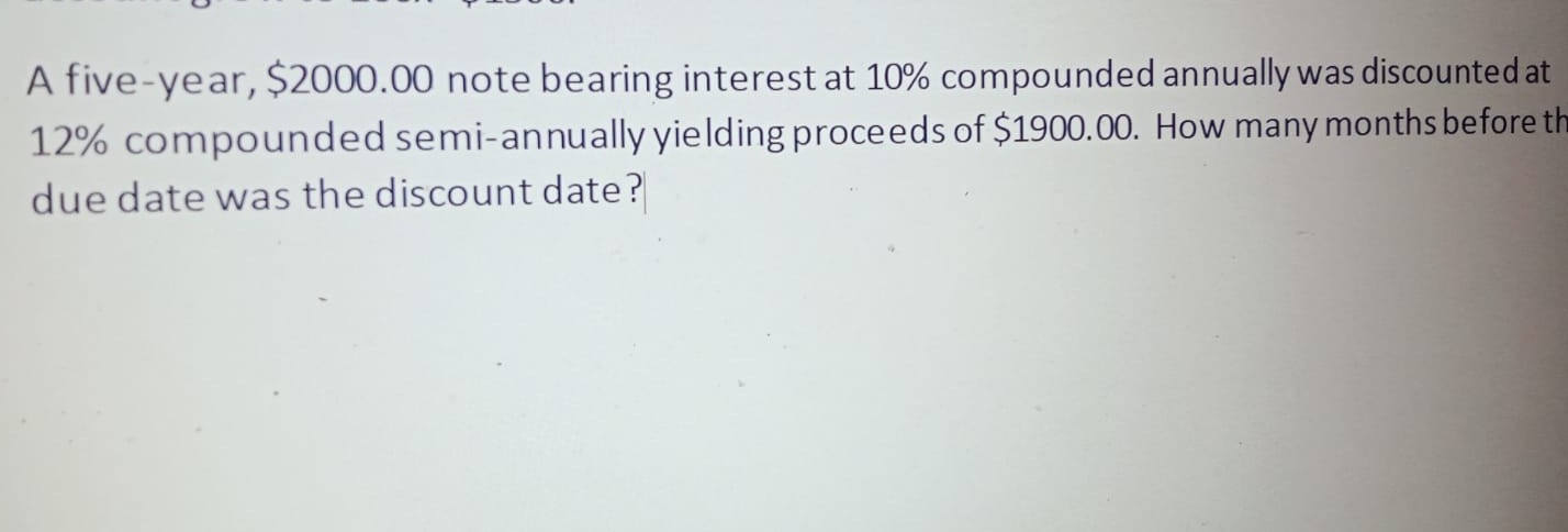 Need handwritten answer A five-year, $2000.00