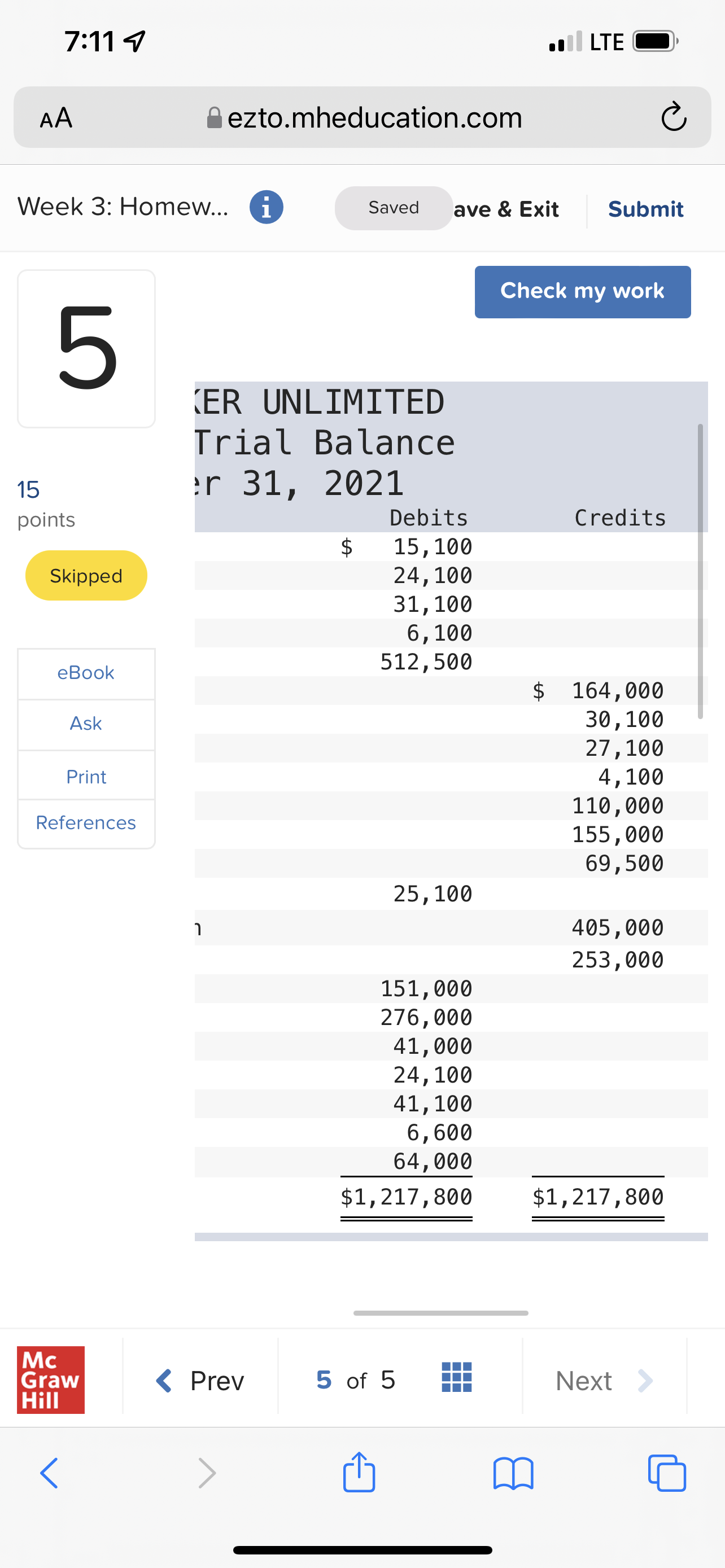 7:46 9 . LTE O AA ezto.mheducation.com C Week 3: