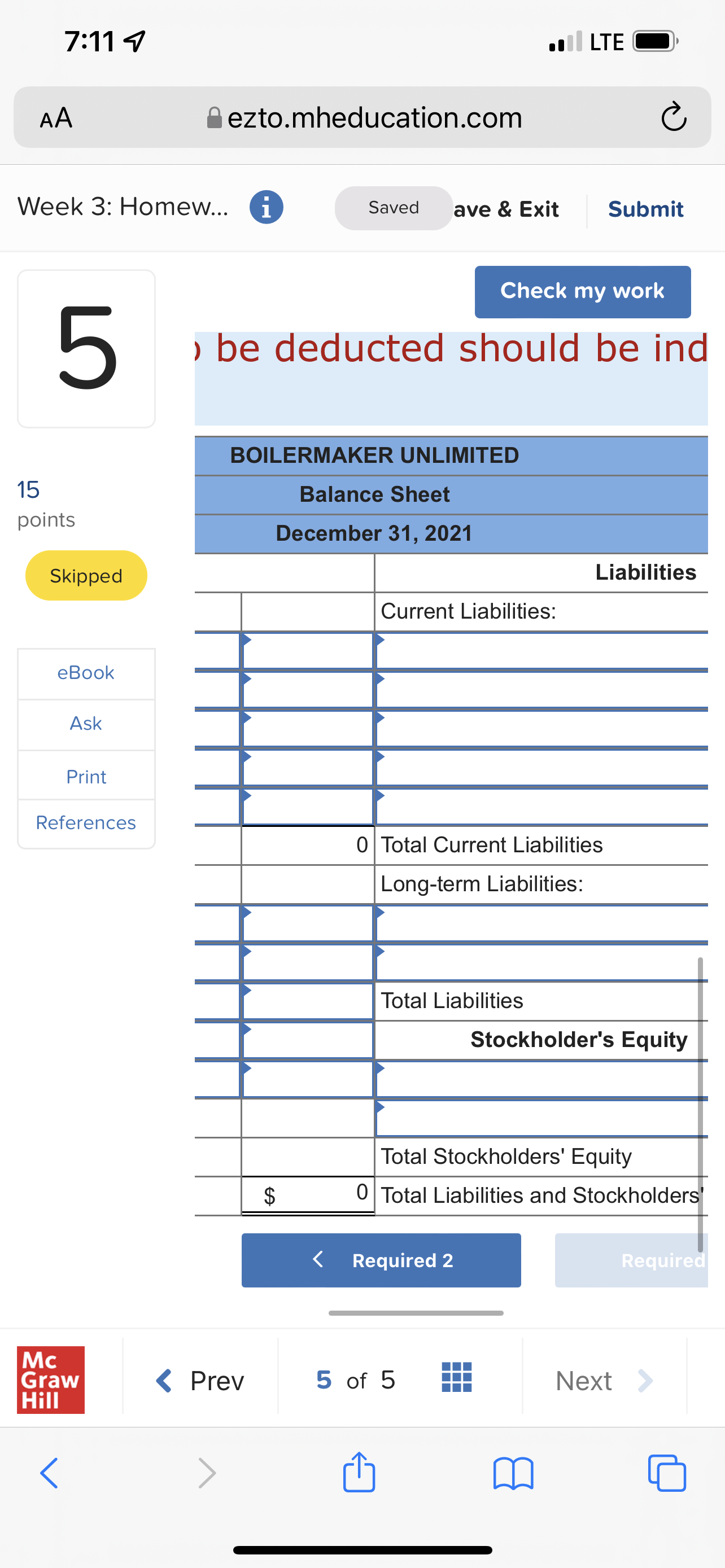 7:46 9 . LTE O AA ezto.mheducation.com C Week 3: